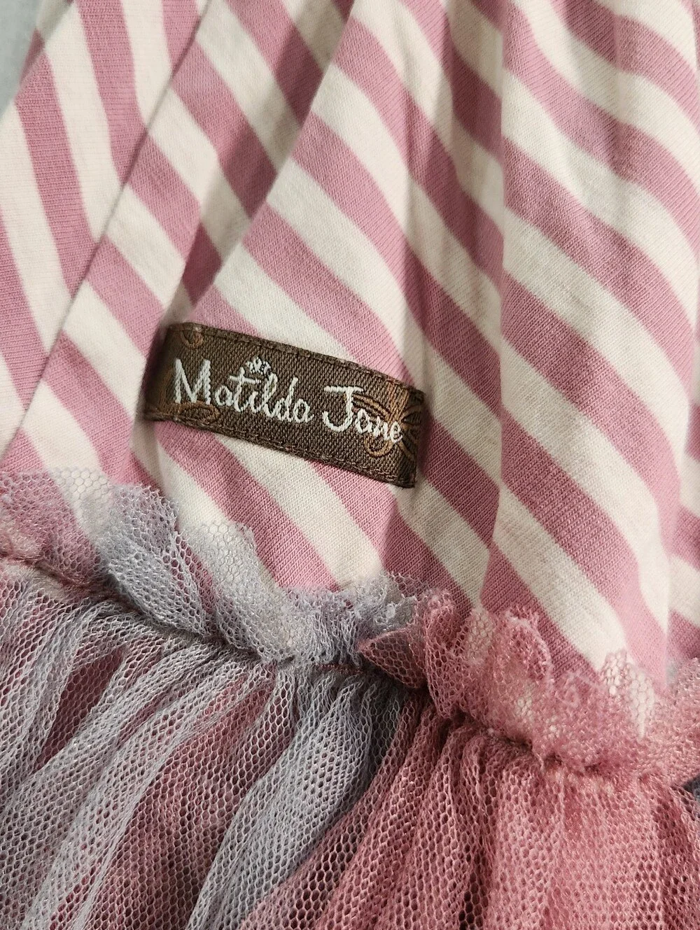 Matilda Jane Pink & Gray Layered Tulle Ruffle Skirt Size 8 - Picture 10 of 10